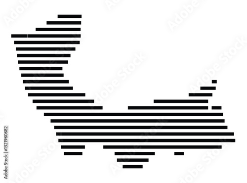 Symbol Map of the City Lampertheim (Germany) showing the city with just a few black horizontal lines