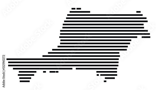 Symbol Map of the City Lippstadt (Germany) showing the city with just a few black horizontal lines