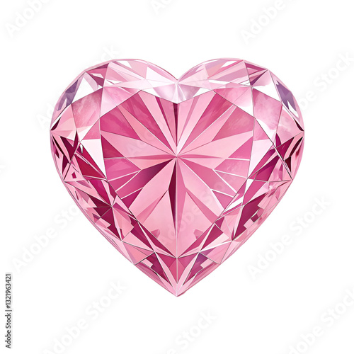Pink heart shaped diamond isolated on white background