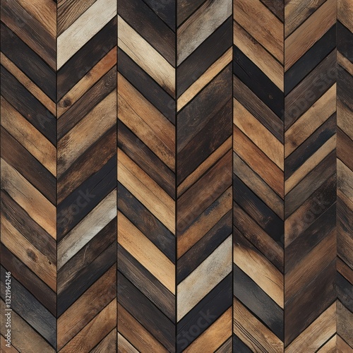 Rustic chevron wood floor pattern.