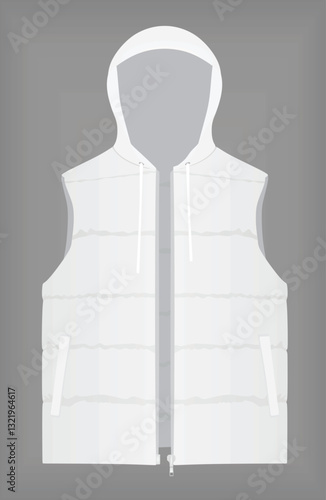 White puffer vest. vector illustration