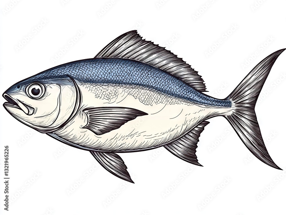 Fototapeta premium Dynamic fish swimming in ocean waters marine life illustration vibrant underwater environment side view