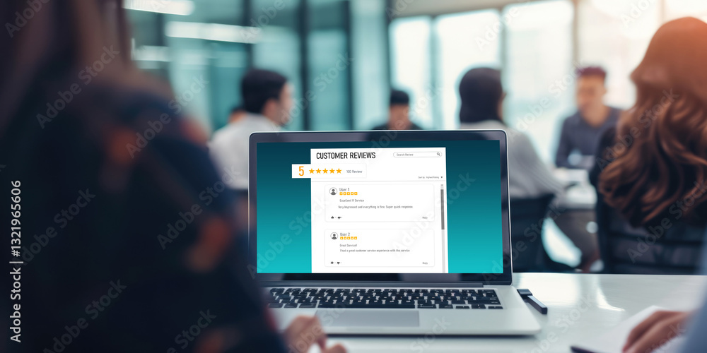 Obraz premium Customer experience and review analysis by brisk computer software for corporate business