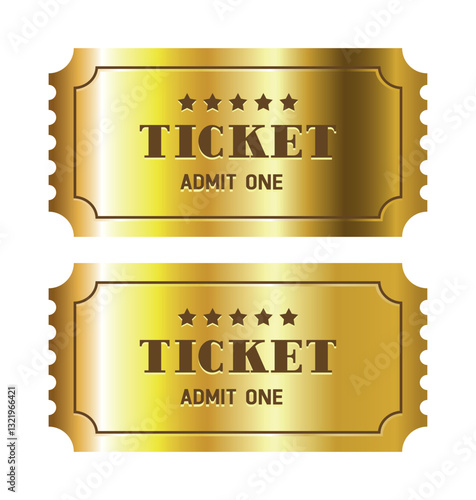 Ticket with stars and the inscription "Admit one". Vector illustration.
