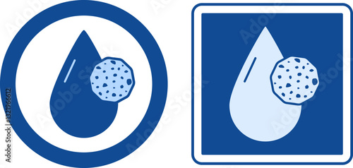 Blue Labels Water and Dust Resistant. Vector Icons. Material or Clothes That Do Not Absorb Moisture and Dust Resistant. Product Packaging Design, Sticker