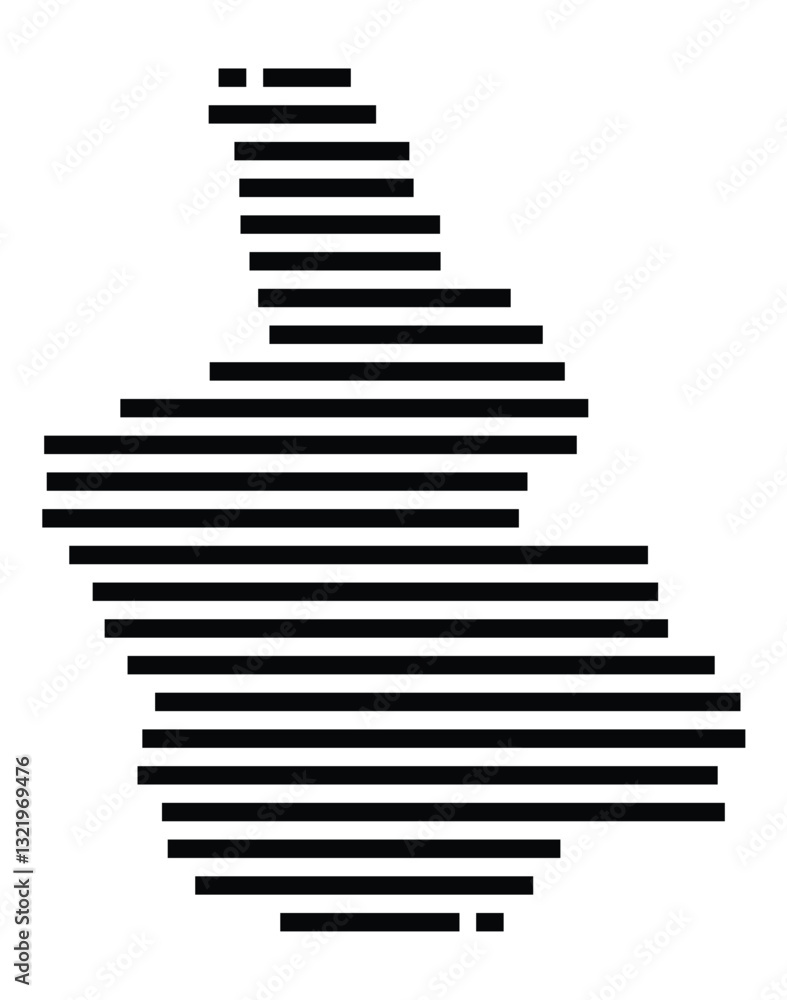 Symbol Map of the City Oelde (Germany) showing the city with just a few black horizontal lines Symbol Map of the City Oelde (Germany) showing the city with just a few black horizontal lines