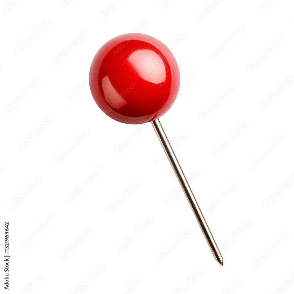 A shiny red pushpin ready to mark a spot A shiny red pushpin ready to mark a spot