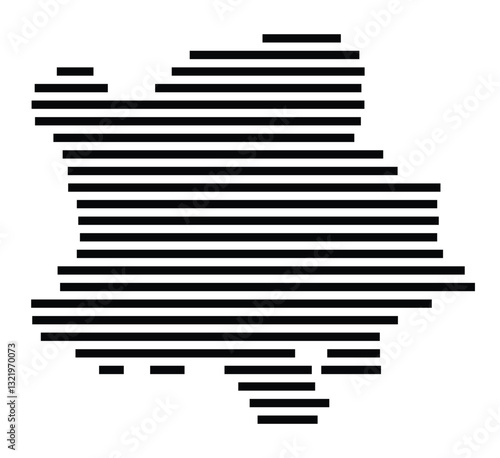 Symbol Map of the City Pforzheim (Germany) showing the city with just a few black horizontal lines