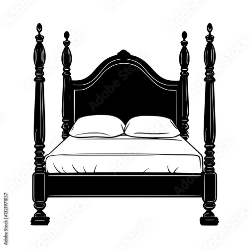 American Traditional Bed frame, furniture vector, furniture design
