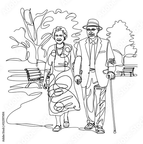 elderly couple in the park	