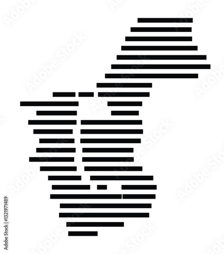 Symbol Map of the City Rostock (Germany) showing the city with just a few black horizontal lines