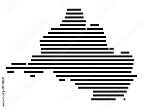 Symbol Map of the City Saarbruecken (Germany) showing the city with just a few black horizontal lines