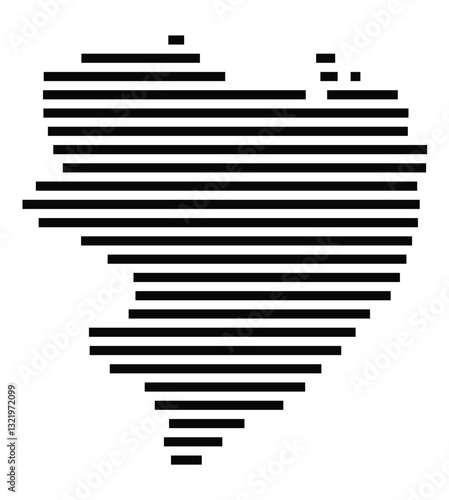 Symbol Map of the City Schwedt_Oder (Germany) showing the city with just a few black horizontal lines