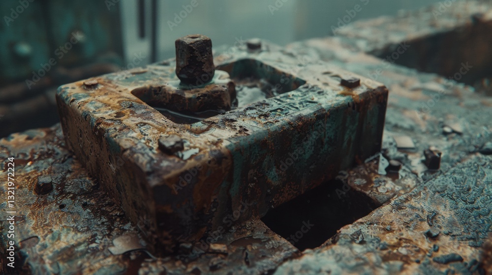 Rusty Industrial Metal Plate with Corrosion and Water Droplets