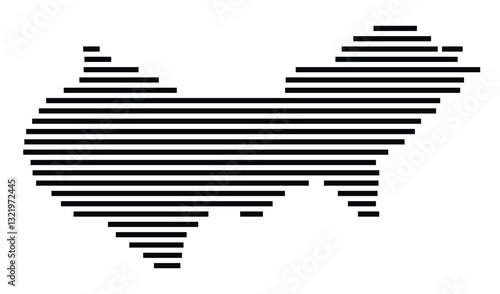 Symbol Map of the City Siegburg (Germany) showing the city with just a few black horizontal lines