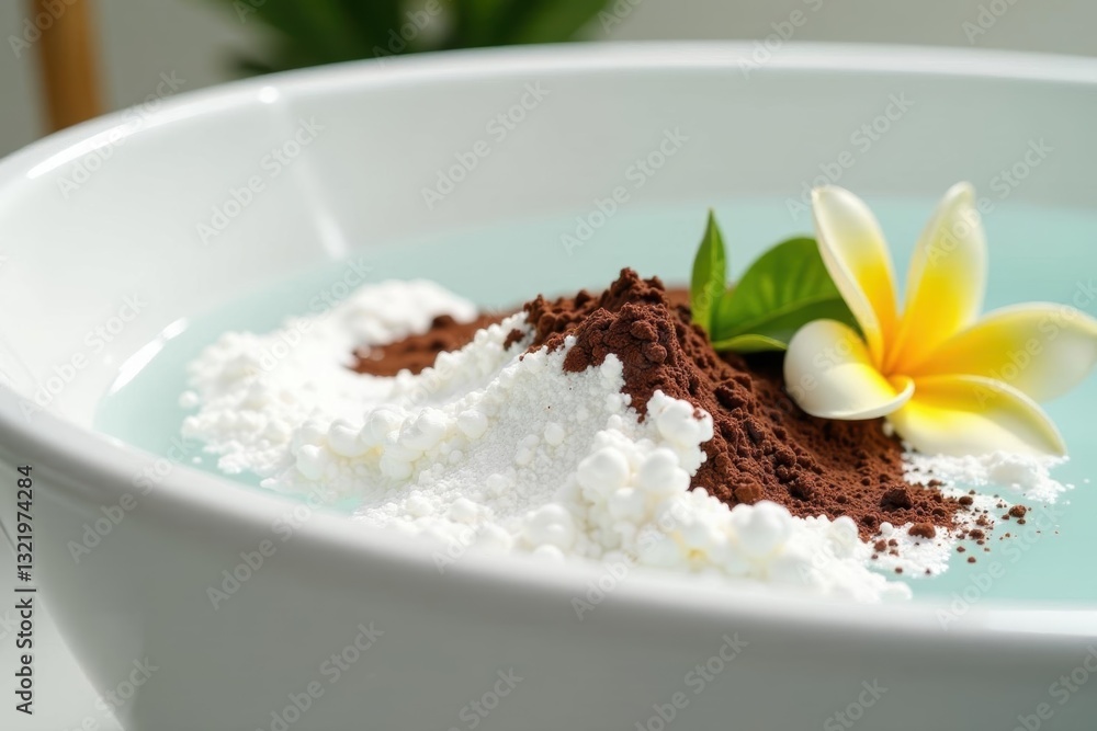 White bath filled with coco and vanilla bath foam, close-up, detail White bath filled with coco and vanilla bath foam, close-up, detail