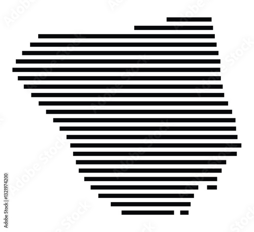 Symbol Map of the City Viernheim (Germany) showing the city with just a few black horizontal lines