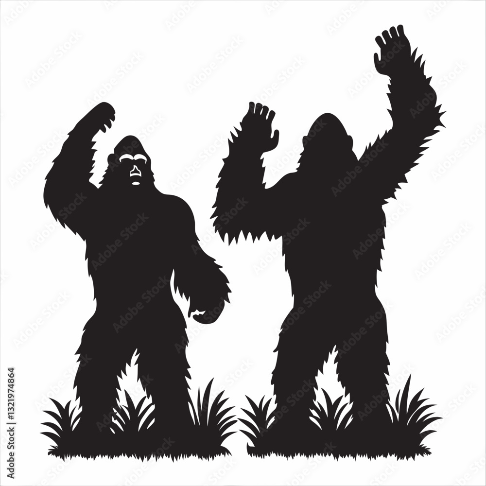 Angry Gorilla Silhouette isolated on white background Minimalist gorilla vector shape, Gorilla Silhouette Angry Gorilla Silhouette isolated on white background Minimalist gorilla vector shape, Gorilla Silhouette