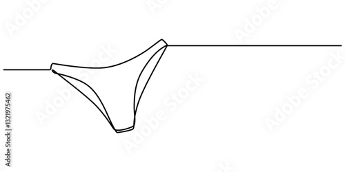 Continuous line drawing of women's panties. One line drawing. Single line art. Vector illustration, Vector abstract continuous one single simple line drawing icon of panties in silhouette sketch, pro.