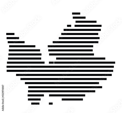 Symbol Map of the City Wismar (Germany) showing the city with just a few black horizontal lines