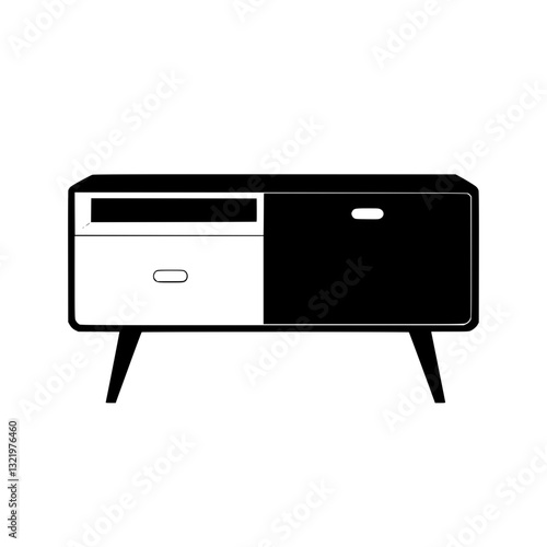 Mid Century Modern Media console, furniture vector, furniture design