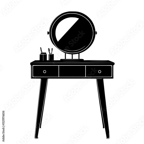 Mid Century Modern Vanity table, furniture vector, furniture design