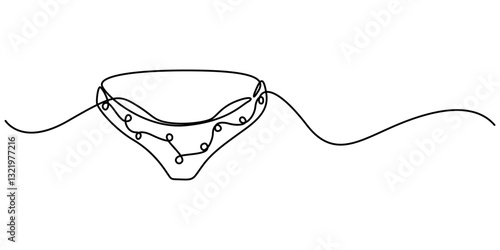 Continuous line drawing of women's panties. One line drawing. Single line art. Vector illustration, Vector abstract continuous one single simple line drawing icon of panties in silhouette sketch, pro.