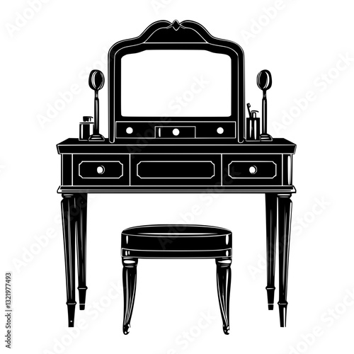 Neoclassical Vanity, furniture vector, furniture design