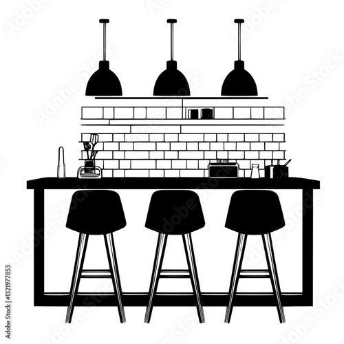 Retro Kitchen island, furniture vector, furniture design
