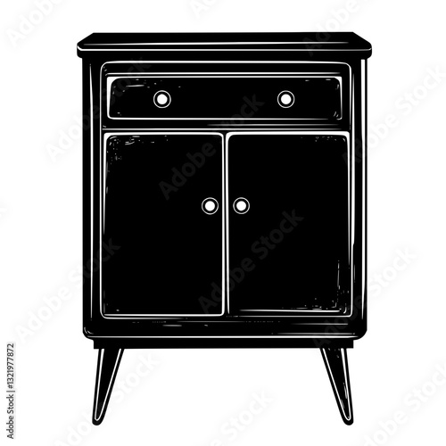 Retro Linen cabinet, furniture vector, furniture design