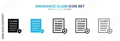 Insurance Claim icons vector pack in black and blue colors