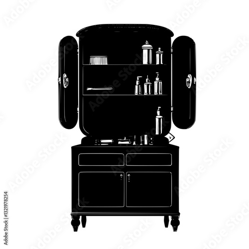 Steampunk Medicine cabinet, furniture vector, furniture design