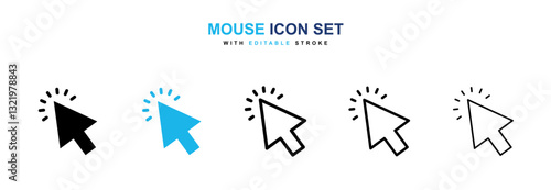 Mouse icons vector pack in black and blue colors