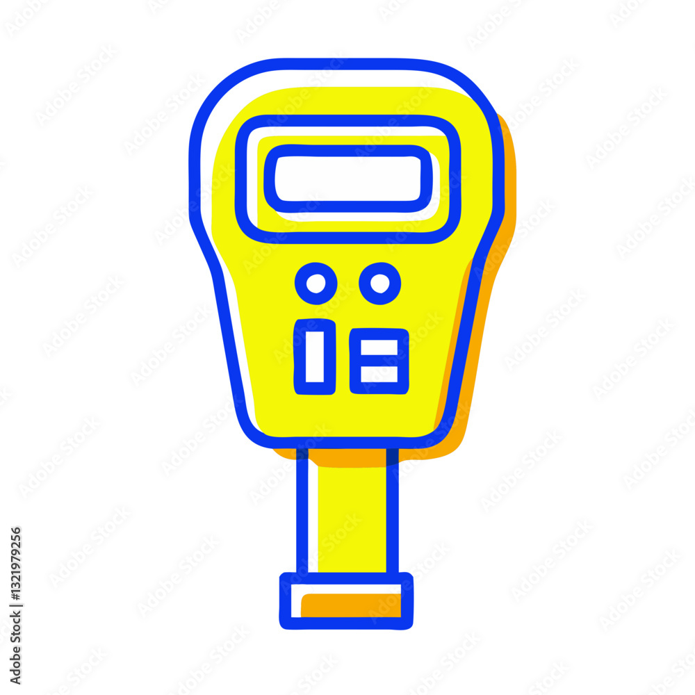 Parking meter icon with bright colors, urban environment concept