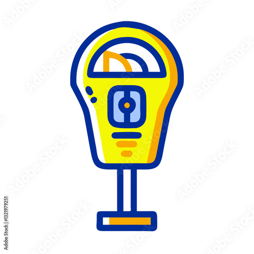 Parking meter icon with bright colors, urban life concept