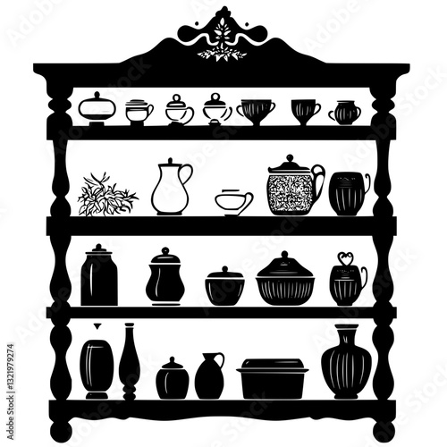 Victorian Pantry shelving, furniture vector, furniture design