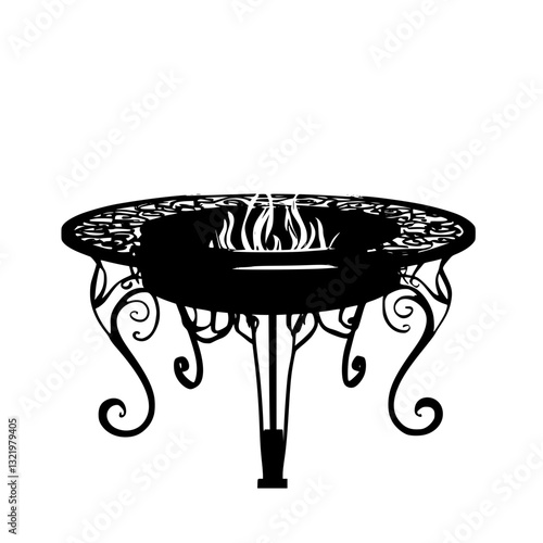 Vintage Fire pit table, furniture vector, furniture design