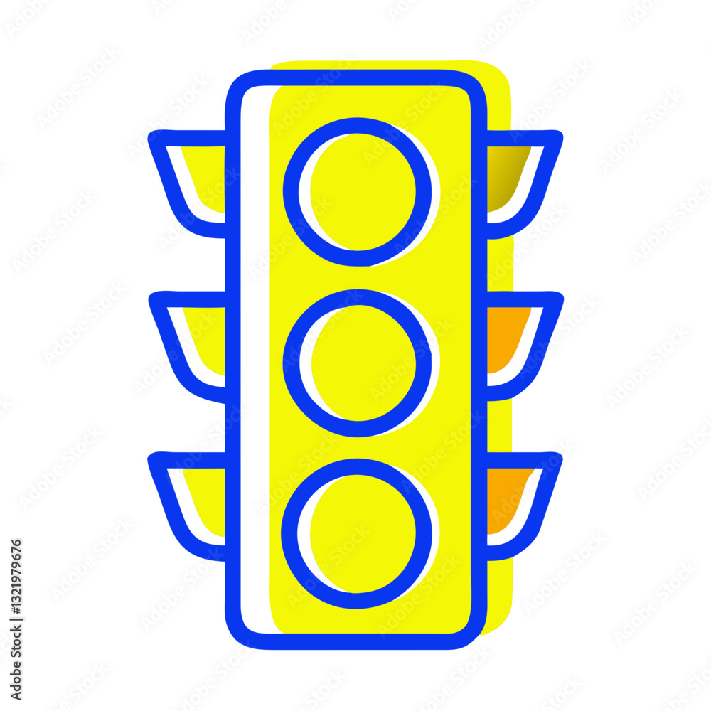 Traffic light icon with vibrant colors, traffic safety concept