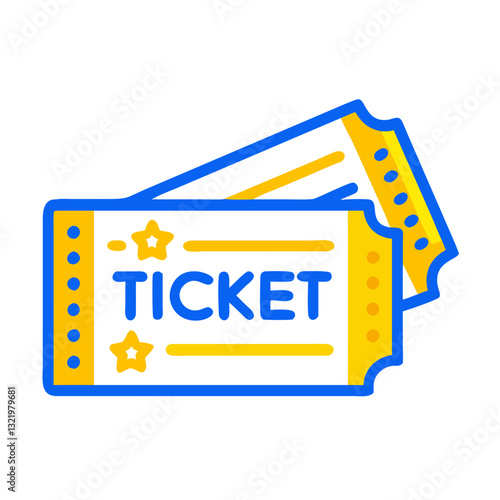 Ticket icon with stars, entertainment access concept