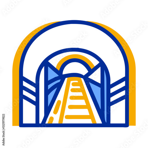 Tunnel icon with path leading through, transportation concept