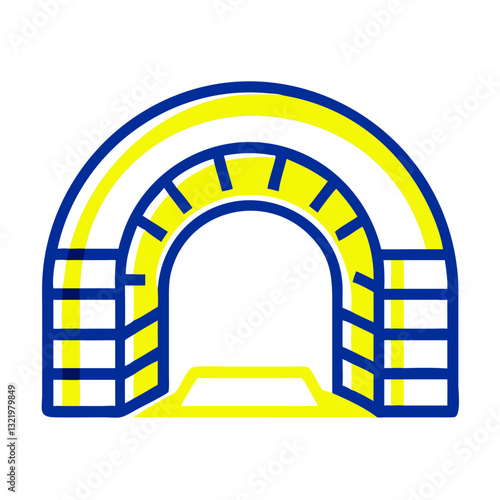 Colorful tunnel icon with bold lines, vibrant art concept