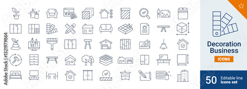 Decoration icons Pixel perfect. home, painter, plants, ...	
