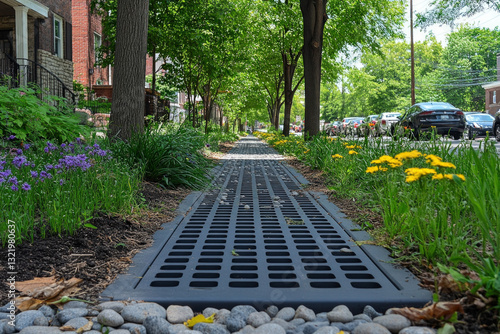 A section of permeable pave...