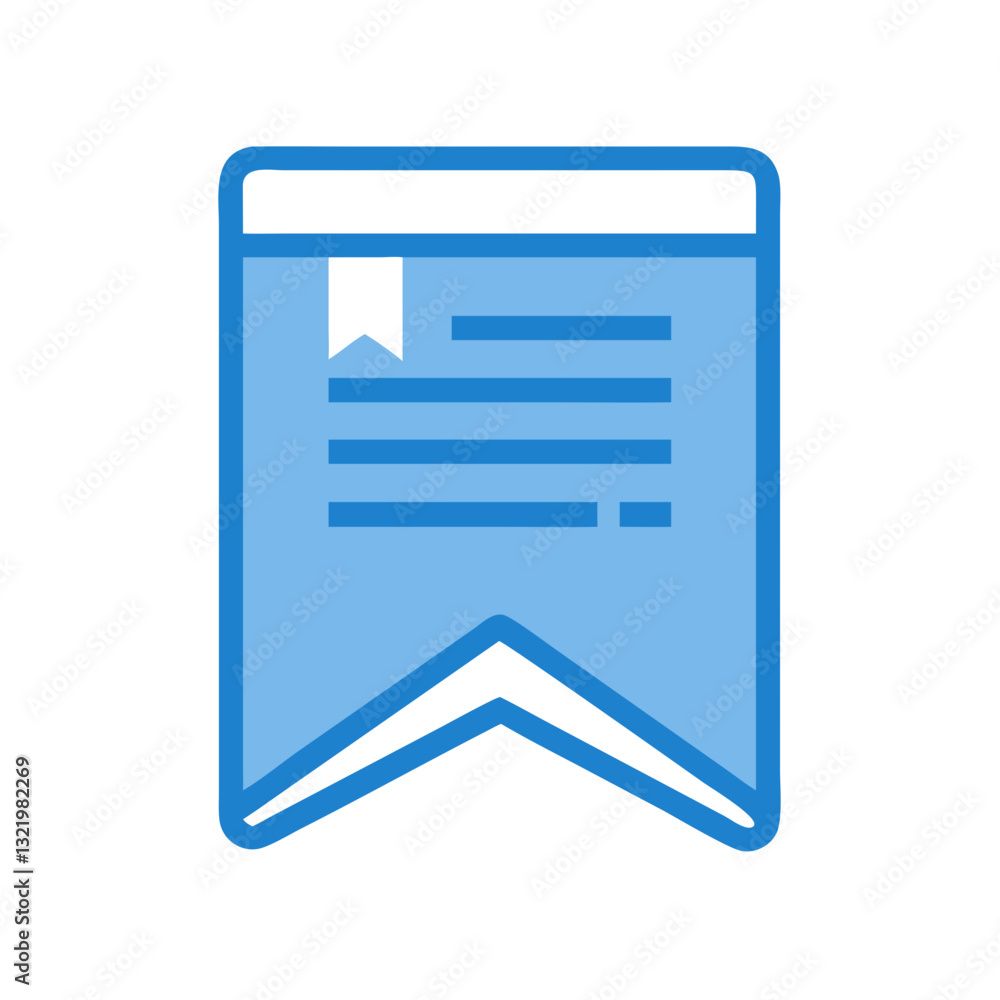 Blue bookmark icon with text lines Blue bookmark icon with text lines