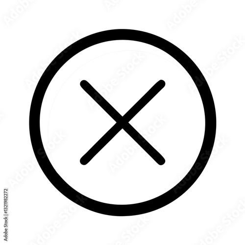 Black and white cancel icon in circular frame
