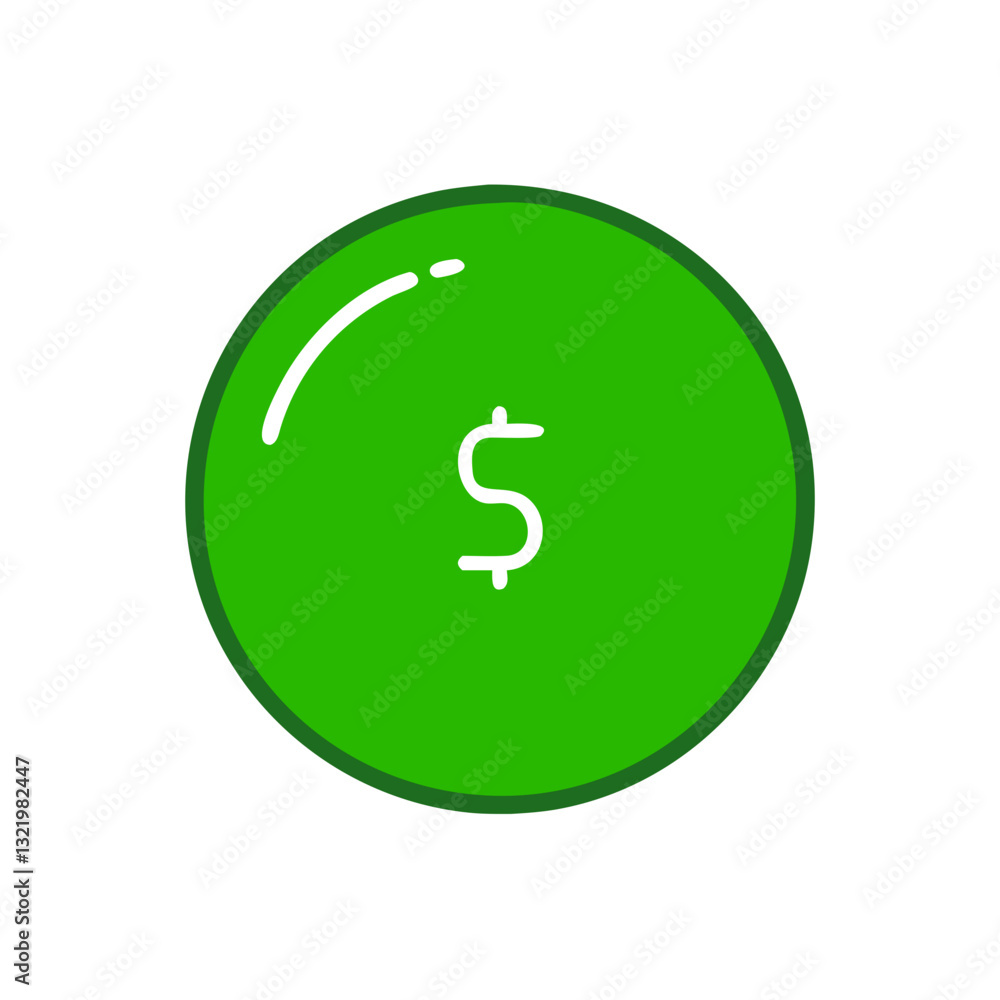 Glossy green dollar coin icon Glossy green dollar coin icon