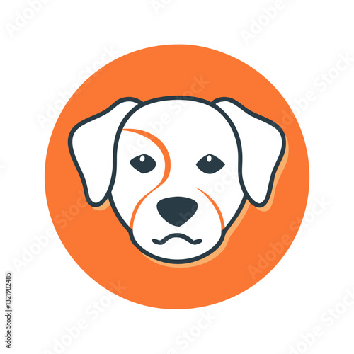 Beagle dog face icon inside orange circle