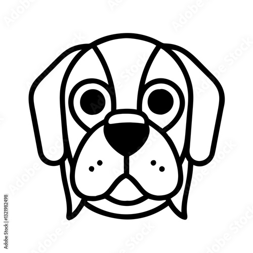 Beagle dog face icon in black and white