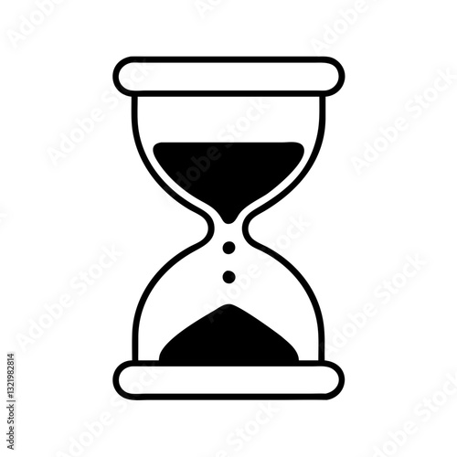 Classic monochrome hourglass icon with black sand