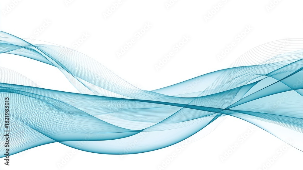 Abstract teal waves, flowing design, white background, website banner Abstract teal waves, flowing design, white background, website banner